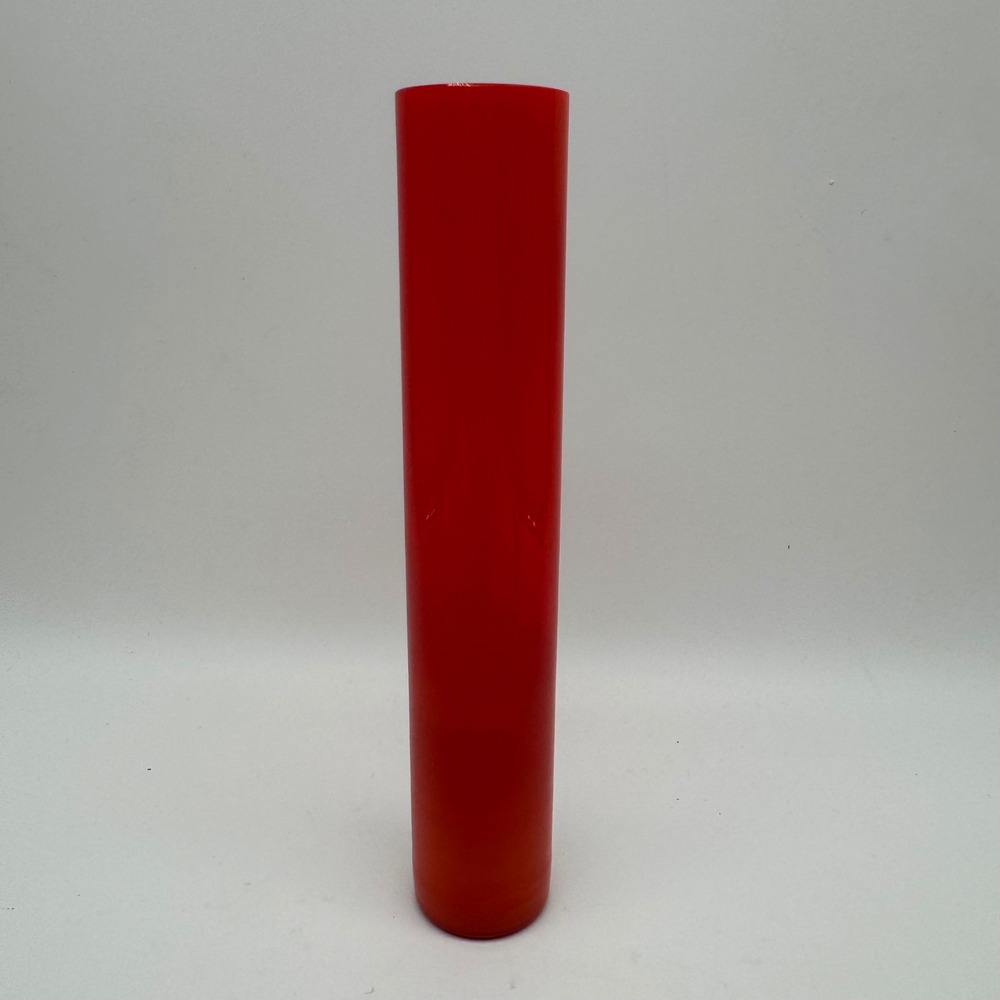 Vintage Mid Century Orange Cased Glass Cylinder Bud Vase Made In Portugal MCM